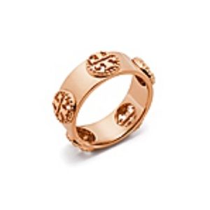 Authentic Tory Burch Milgrain Logo Ring